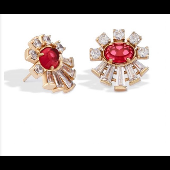 NWT RARE & Retired Kendra Scott Atticus Earrings Berry CZ’s Yellow Gold Perfect! - Picture 9 of 13